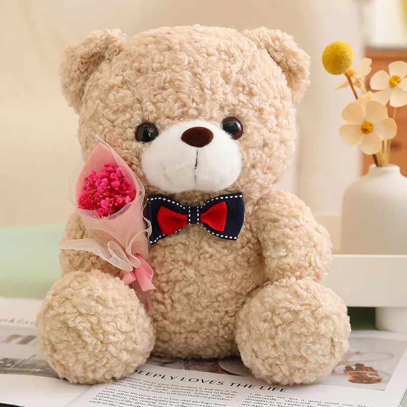 Kawaii Hug Bouquet Teddy Bear Plush Toy - 25cm, Super Soft, Bow Tie Bear, Children's Doll, Perfect Christmas Gift ShopOnlyDeal