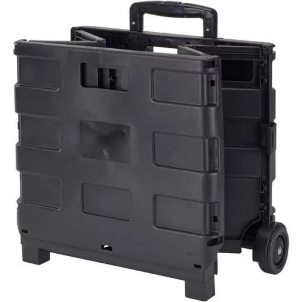 Tote Bin Collapsible Utility Cart in Black Polypropylene Portable Shopping Cart ShopOnlyDeal