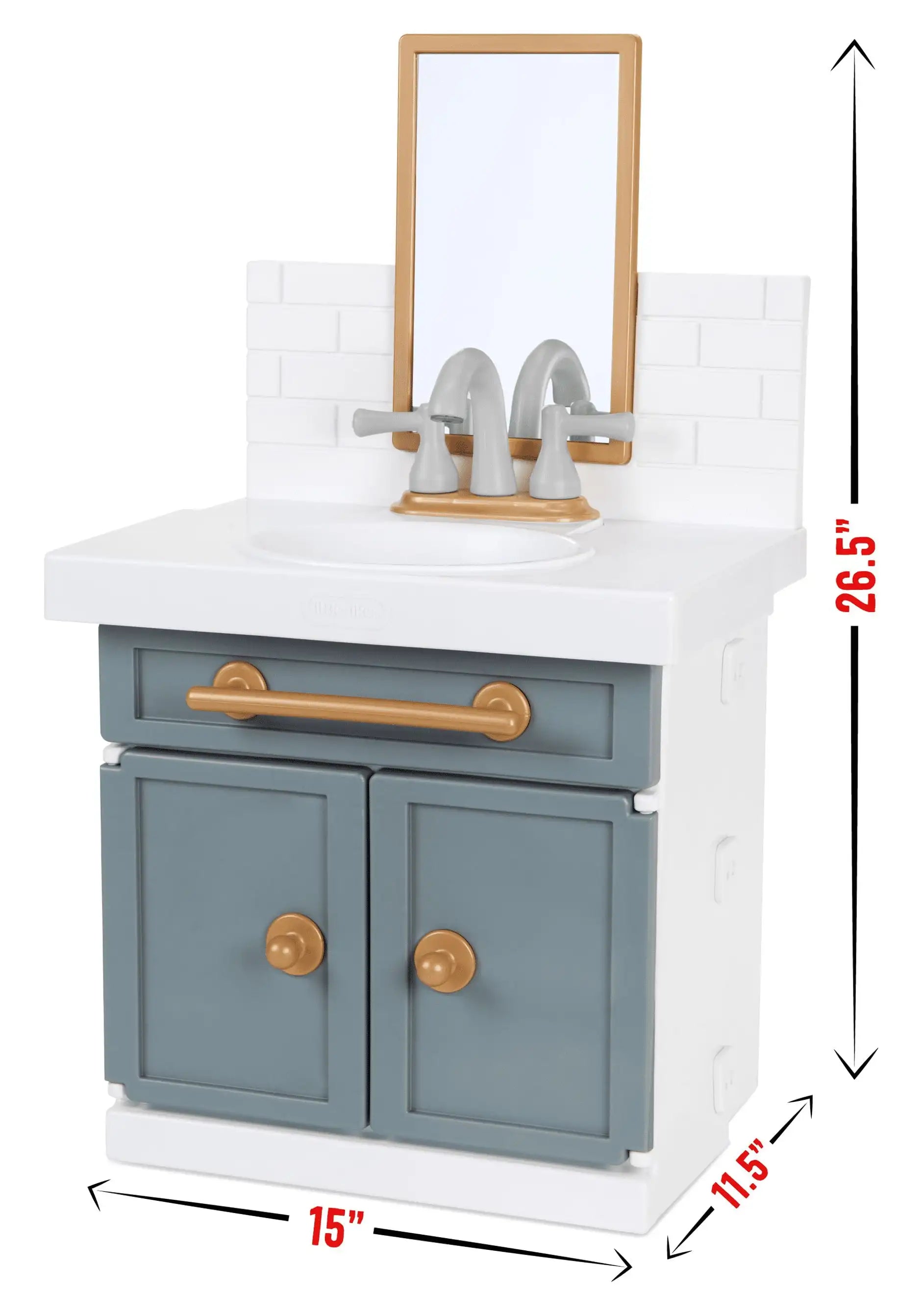 First Bathroom Sink with Real Working Faucet Pretend Play for Kids, 12 Bathroom Accessories ShopOnlyDeal