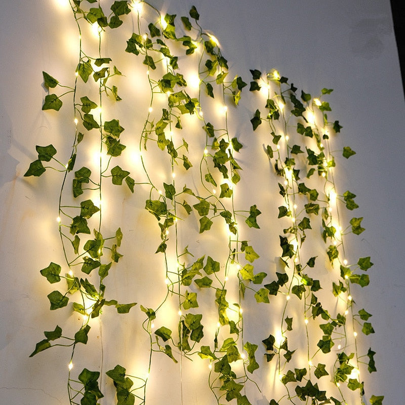 Flower Green Leaf String Lights Artificial Vine Fairy Lights Battery Powered Christmas Tree Garland Light for Weeding Home Decor ShopOnlyDeal