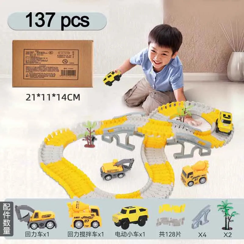 137-467pcs Children Electric Track Toy Car Engineering Car Kids Educational Toys Track Car Train Toys for Children Birthday Gift ShopOnlyDeal