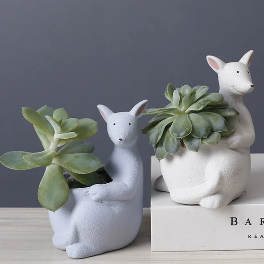 Cute Cartoon Ceramic Flower Pot Vase Kangaroo Cactus Potted Succulent Pot Flowerpot Plant Accessories Garden Planting Vase ShopOnlyDeal