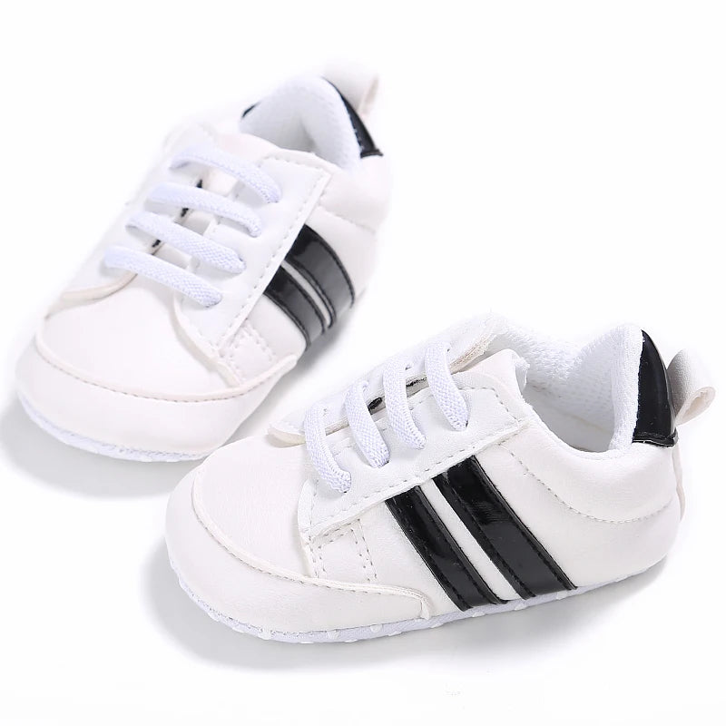 Infant Spring Shoe | Newborn Girls & Boys Recreational Baptism Non-Slip Walking Shoe | White Soft-Soled Sneaker Prewalker ShopOnlyDeal