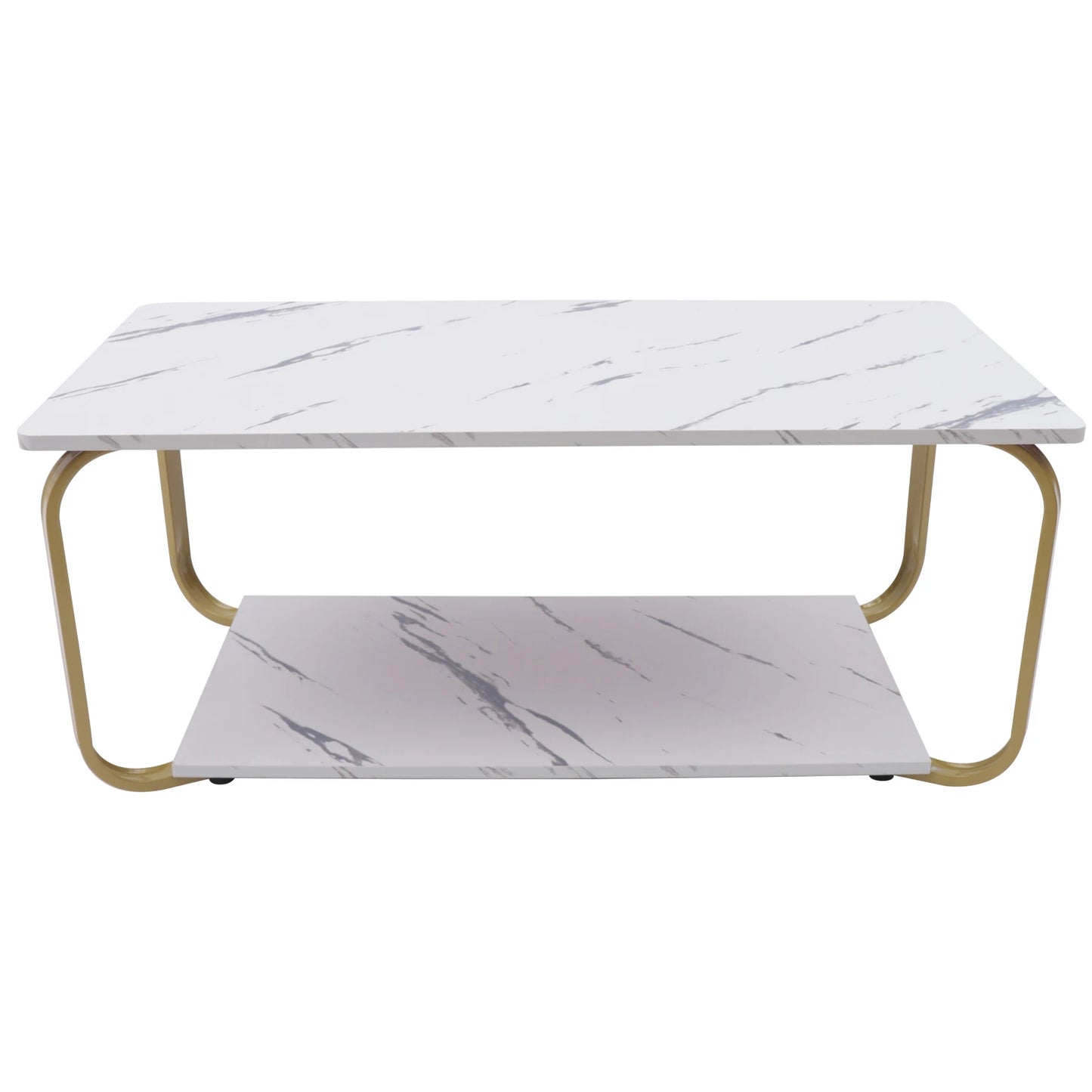 Modern Faux Marble Coffee Table, Faux Accent Rectangle Table Cocktail Table for Living Room ShopOnlyDeal