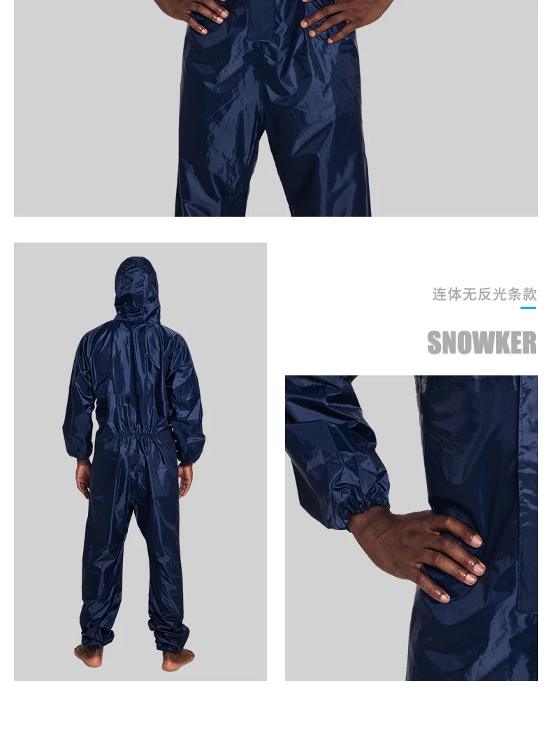 Conjoined Raincoat Coverall Hat Work Safety Clothing Adult Biker Men's Raincoat Rain Cover Chubasquero Hombre Coat Jacket Foyergo Drop Shipping Store