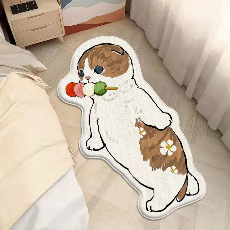 Door Bedside Mat Carpet Cartoon Furry Cat Floor Mat Living Room Tapis Cuisine Irregular Furry Thickened Decoration Tapestry ShopOnlyDeal