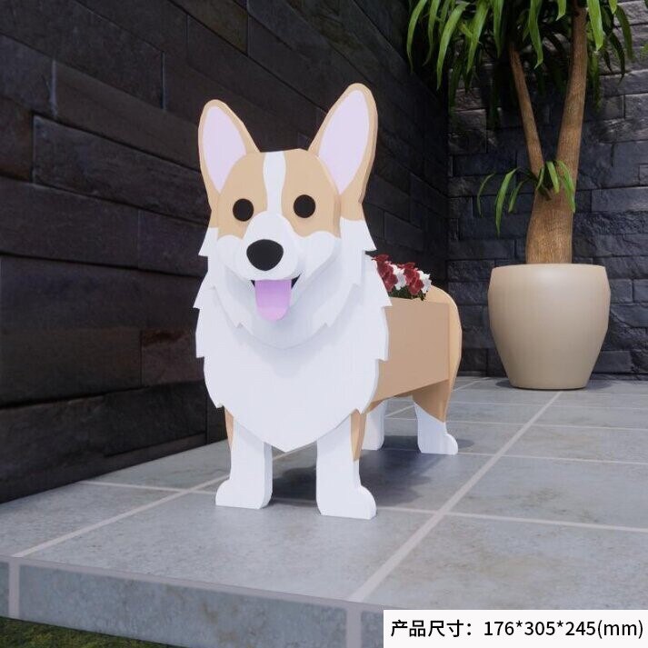 Corgi Dog Planter Garden Flower Pot Dog Shape Planter Schnauzer Bulldog Poodle Corgi Yorkshire Vase Pots DIY PVC Flower Planters Garden Home Decor ShopOnlyDeal