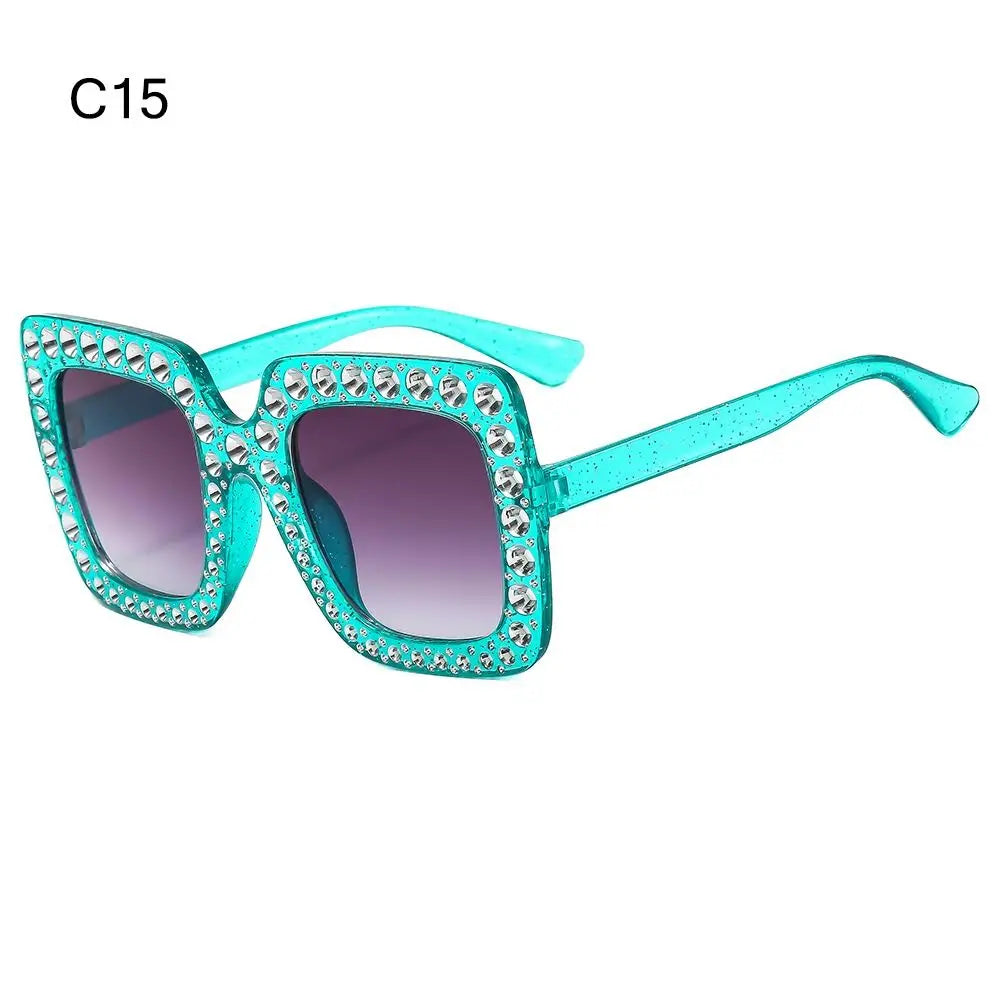 Sparkle in Style: Crystal Oversized Sunglasses for Women - Rhinestone Square Diamond Sun Glasses with Retro Big Frame ShopOnlyDeal