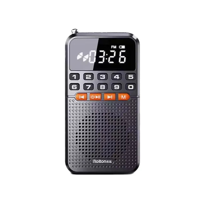 Portable FM Mini Radio Dual Antenna Pocket Radio Receiver Bluetooth 5.0 Speaker TF Card Music Player with LED  Flashlight ShopOnlyDeal