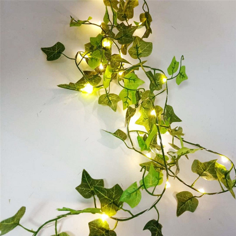 Flower Green Leaf String Lights Artificial Vine Fairy Lights Battery Powered Christmas Tree Garland Light for Weeding Home Decor ShopOnlyDeal