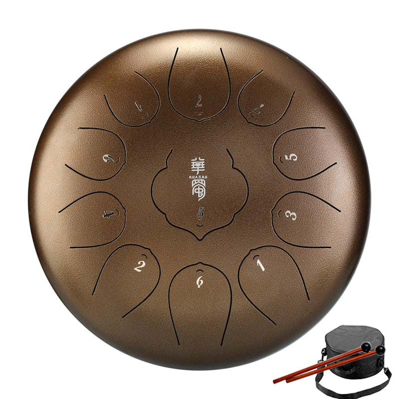 Ethereal Hang Drum Percussion Handpan Musical Instruments Steel Tongue Drum 10 Inch 11 Notes Tone Key F Range Tang Drum ShopOnlyDeal