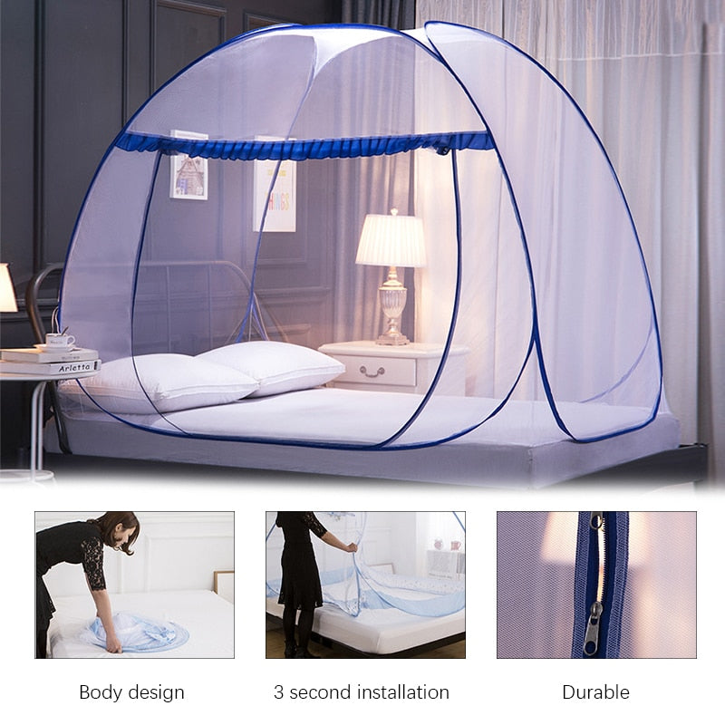 Portable and Installation-Free: Mosquito Net Mongolian Yurt - Foldable Household Anti-Fall Encryption Double-Layer Ventilation Bed Tent ShopOnlyDeal