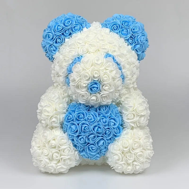 40cm Rose Bear - Artificial Foam Flower Rose Panda Decorations or Gifts for Memorial Day, Festivals, Thanksgiving Day, and Birthdays 🌹🐼🎉 ShopOnlyDeal