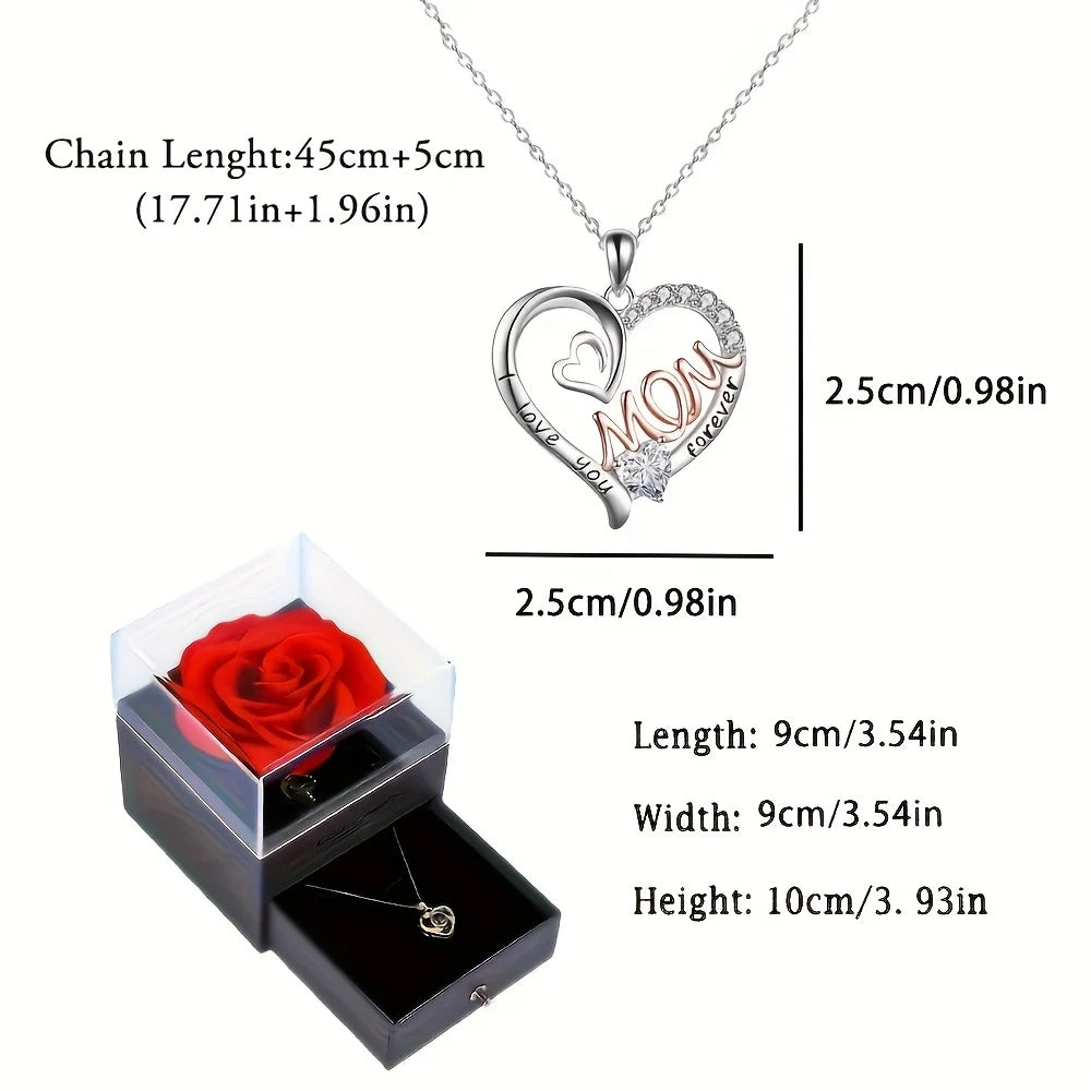 I Love You Mom Necklace With Luxury Rose Gift Box For Mom Birthday Christmas Romantic Gift 2023 Hot Fashion Jewelry Accessories ShopOnlyDeal