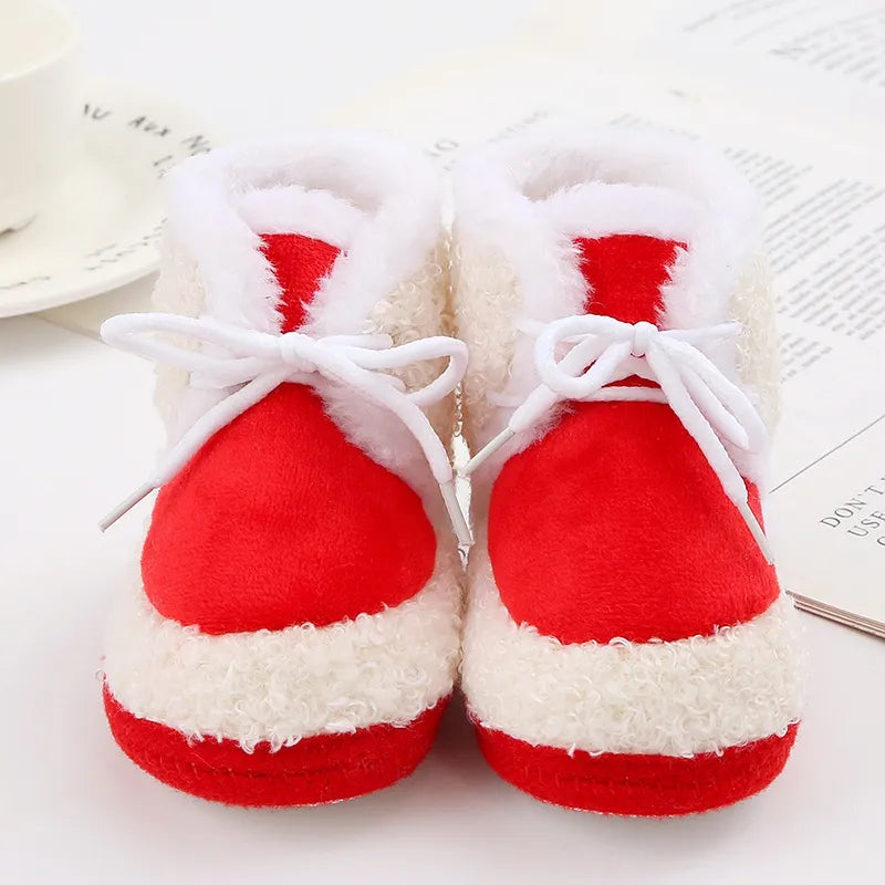 Korean Style Patchwork Plush Baby Shoes - Soft Sole, Cotton Padded, Lace-up Snow Boots for Adorable Boys and Girls 0-18M ShopOnlyDeal