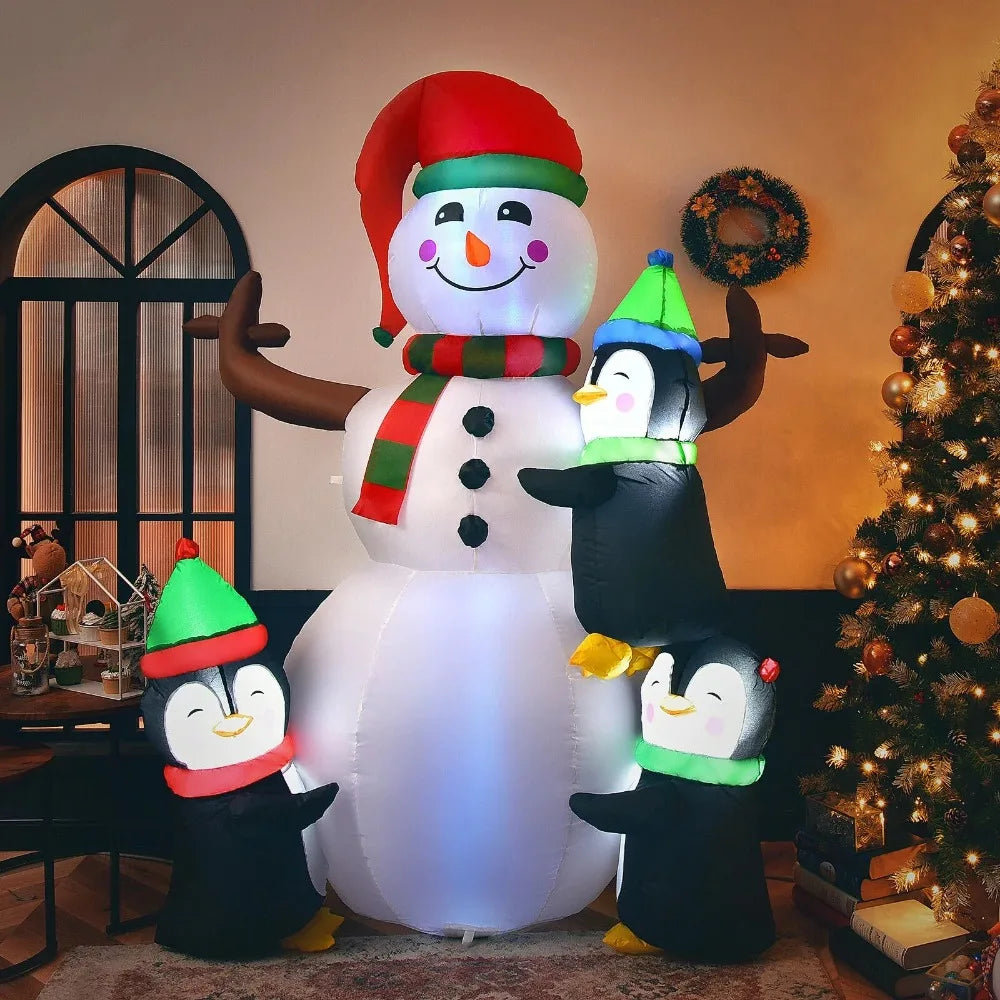 Merry Christmas Decorations for Home Snowman Penguins Christmas Blow Up Yard Inflatable With LED Lights 6' Decoration 2024 Props RUO WU Home Department Store