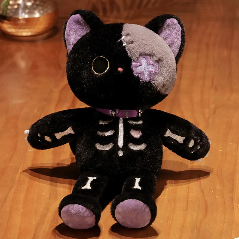 Kawaii Devil Skeleton Cat Plush Toy - Cute Horror Monster Gothic Skull Kitten for Kids - Halloween and Xmas Gifts ShopOnlyDeal