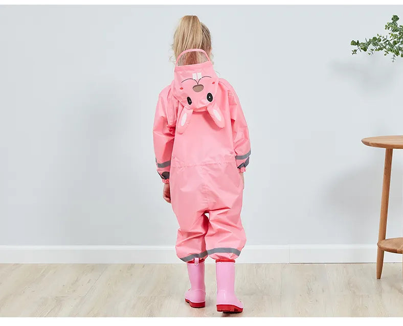 Kids Rain Suit with Hood :Stay Dry and Playful with Kids' Cartoon Animals Waterproof Rain Suit - Ideal for Children Aged 1-12! - Waterproof Jumpsuits Baby Cartoon Animals One Piece Raincoat Children Boys Girls Rainwear 1-12 Years ShopOnlyDeal