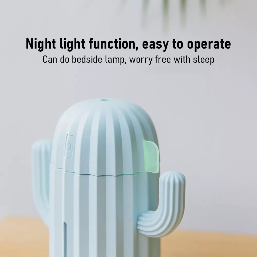 Mini Humidifier Single Room Humidifiers with Night Light Portable Cactus Air humidifier for Yoga, Office, spa, Bedroom，Baby Room，Silica Gel Diffuser for tap Water only ShopOnlyDeal