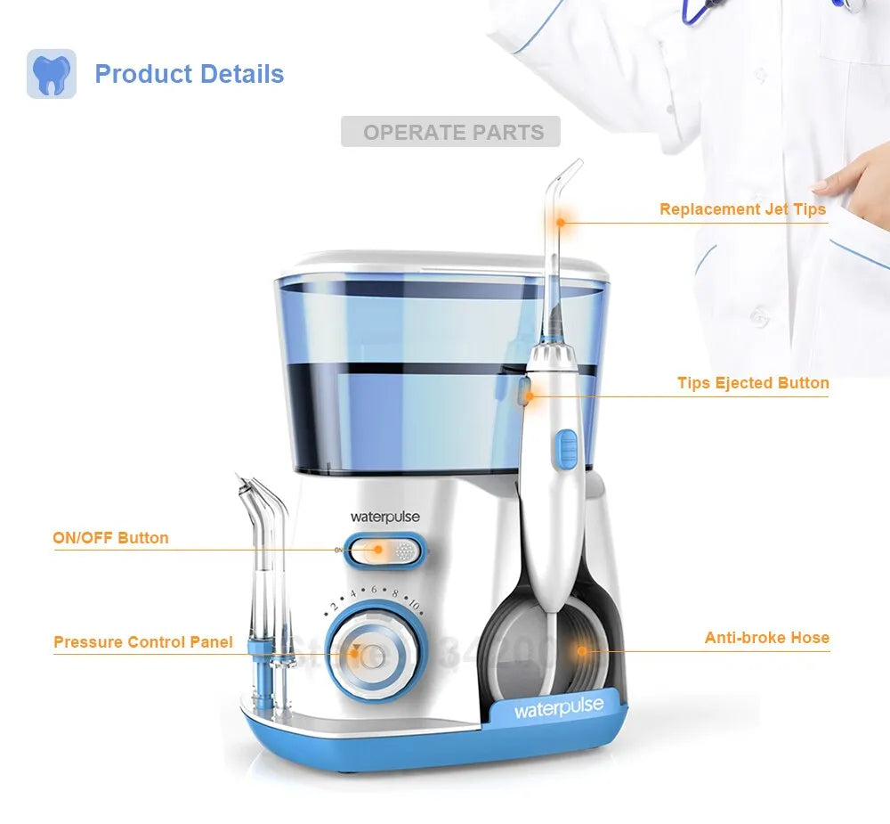 Waterpulse V300G Oral Irrigator: Achieve Superior Oral Hygiene with Electric Dental Water Flosser and 5 Interchangeable Tips ShopOnlyDeal