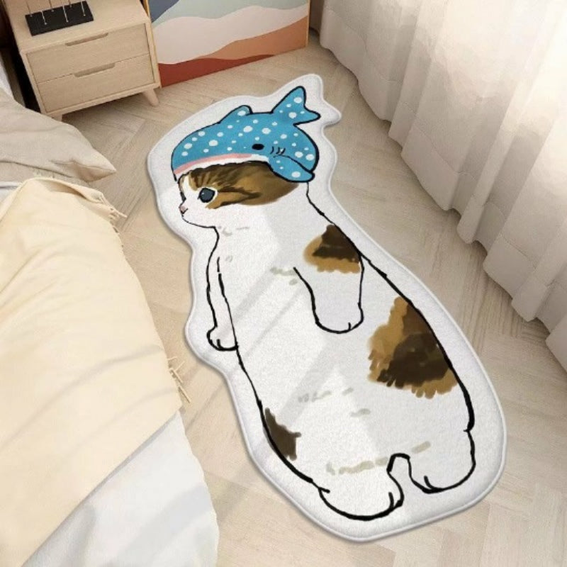 Door Bedside Mat Carpet Cartoon Furry Cat Floor Mat Living Room Tapis Cuisine Irregular Furry Thickened Decoration Tapestry ShopOnlyDeal