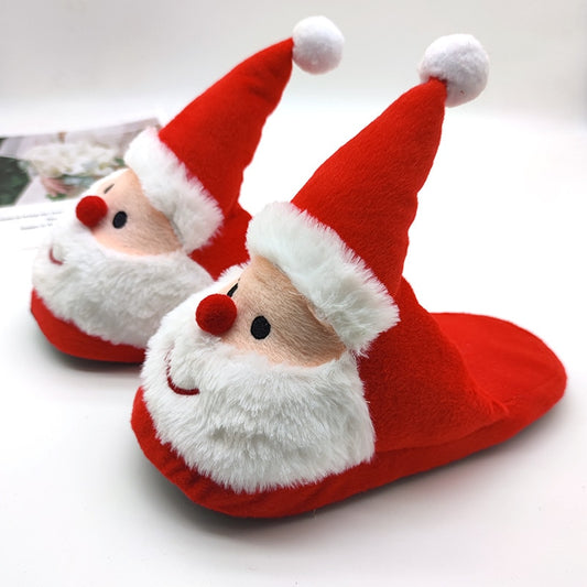 Christmas Gift Women Indoor Santa Claus Slippers Home Floor Christmas Anti-slip Warm Cotton Shoes Women Casual Cute CartoonFurry Fluffy Slides ShopOnlyDeal