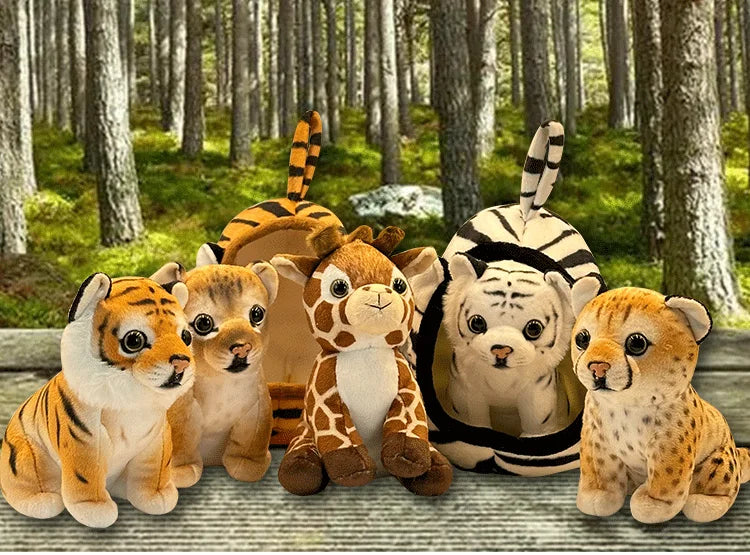 7inch Cute Plush Toys Tiger Lion Deer House Stuffed Forest Animals Kawaii Doll Plushies Home Decor Christmas Gifts For Children UABABY TOYS Store