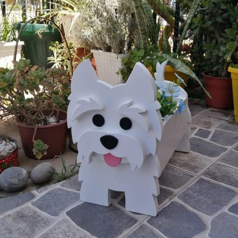 Dog Planter Garden Flower Pot Dog Shape Planter Schnauzer Bulldog Poodle Corgi Yorkshire Vase Pots DIY PVC Flower Planters Garden Home Decor ShopOnlyDeal