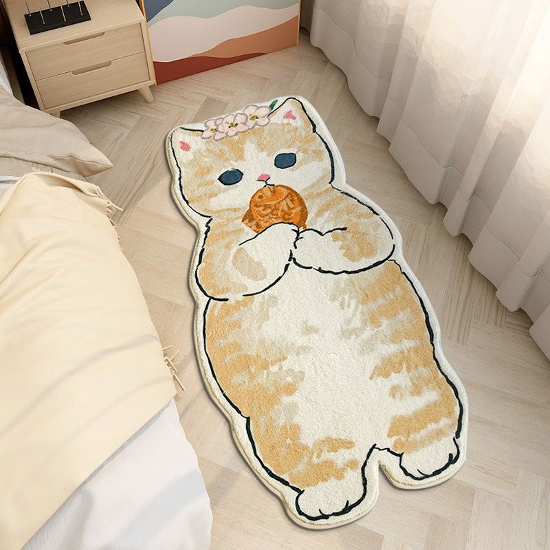 Door Bedside Mat Carpet Cartoon Furry Cat Floor Mat Living Room Tapis Cuisine Irregular Furry Thickened Decoration Tapestry ShopOnlyDeal