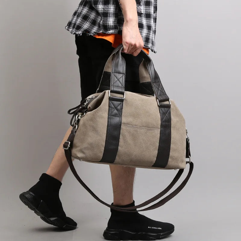 Casual  Canvas Travel Shoulder Bag - Retro canvas handbag for men's travel shoulder bag, large luggage bag, casual crossbody bag ShopOnlyDeal