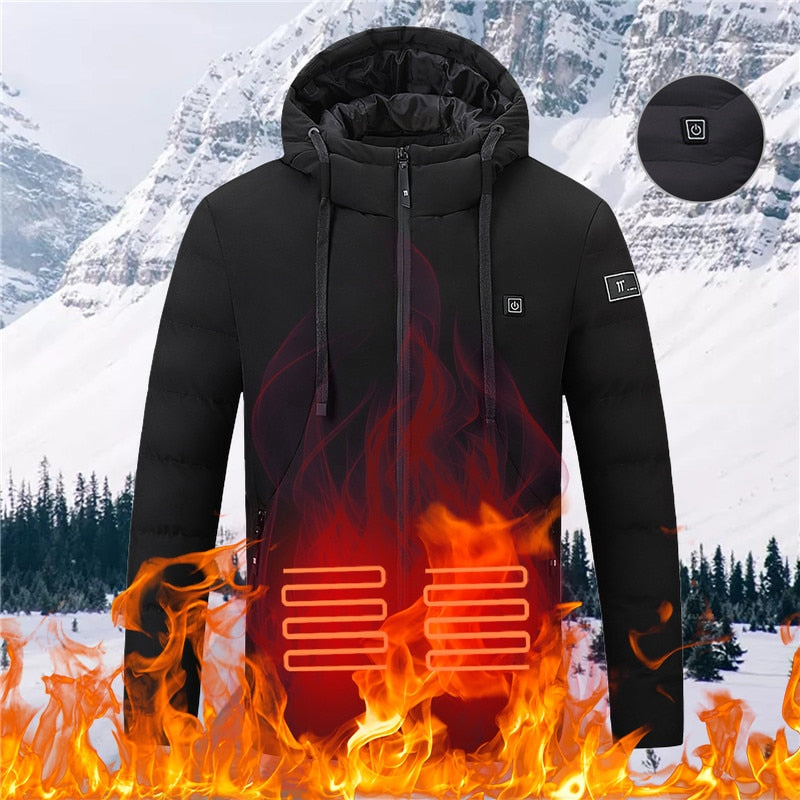 Heated Jacket For Man USB Winter Outdoor Electric Heating Jackets Warm Sports Thermal Coat Clothing Heatable Cotton Coat Battery ShopOnlyDeal