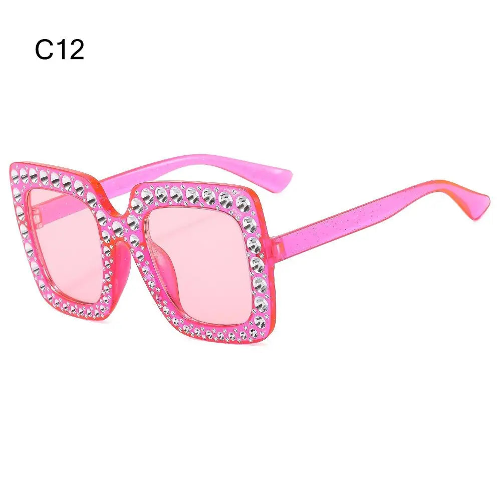 Sparkle in Style: Crystal Oversized Sunglasses for Women - Rhinestone Square Diamond Sun Glasses with Retro Big Frame ShopOnlyDeal