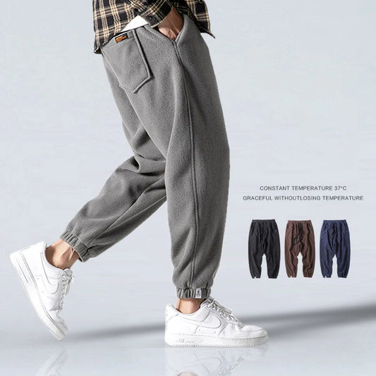 New Loose Jogging Pants Men 2023 New Fashion Fleece Autumn Winter Warm Sweatpants Male Outdoor Straight Trousers ShopOnlyDeal