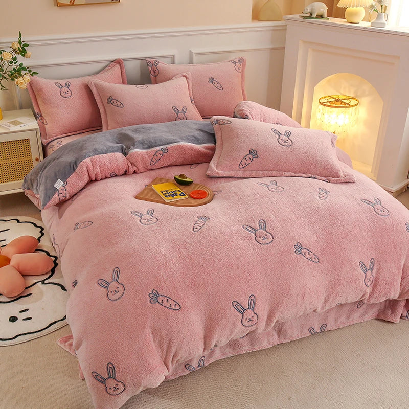 Flannel Coral Fleece Warm Winter Thick Duvet Cover Single Double Queen King Size Quilt cover Double Sided Velvet Bedding ShopOnlyDeal