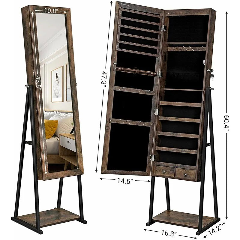 Vertical Jewelry Cabinet with Storage Mirror - Ideal for Living Room or Bedroom ShopOnlyDeal