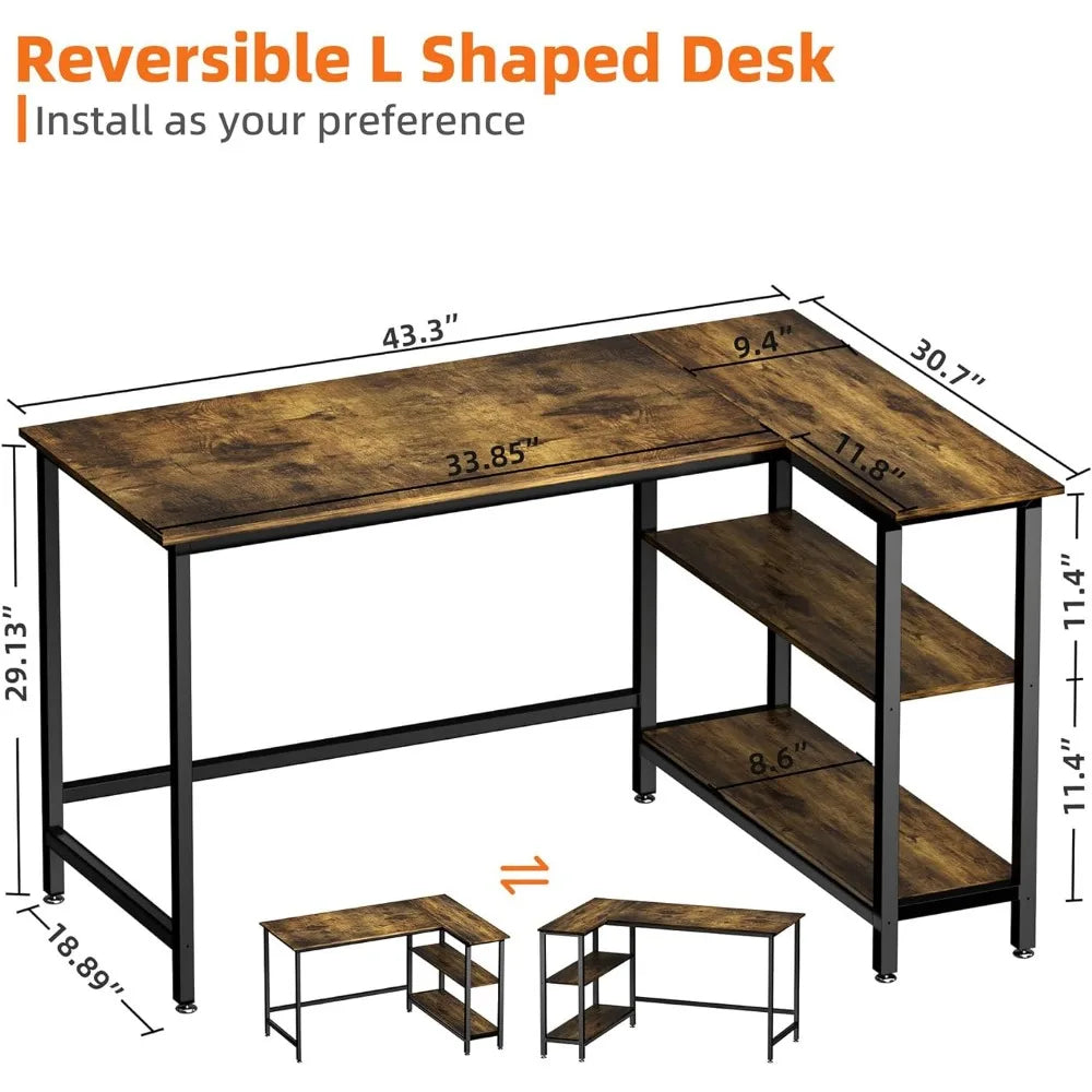 Rustic Brown Computer Desk - Home Office Writing Desk with Shelf, Space-Saving Workstation Table, Furniture for Study Room ShopOnlyDeal