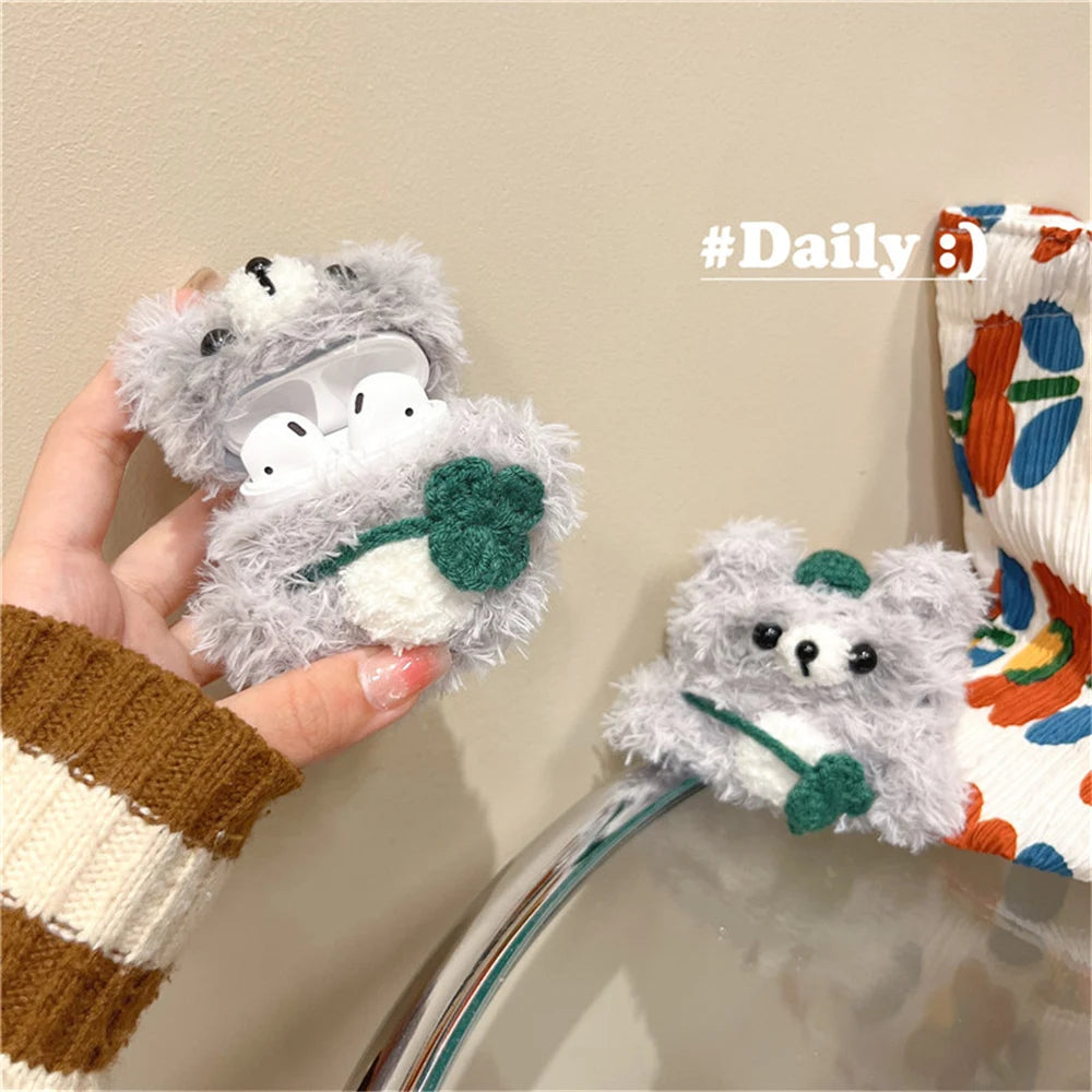 3D Raccoon Plush Doll Wireless Bluetooth Earphone Case - Fun, Fluffy Cartoon Cover for Apple AirPods 1, 2, 3 & Pro ShopOnlyDeal