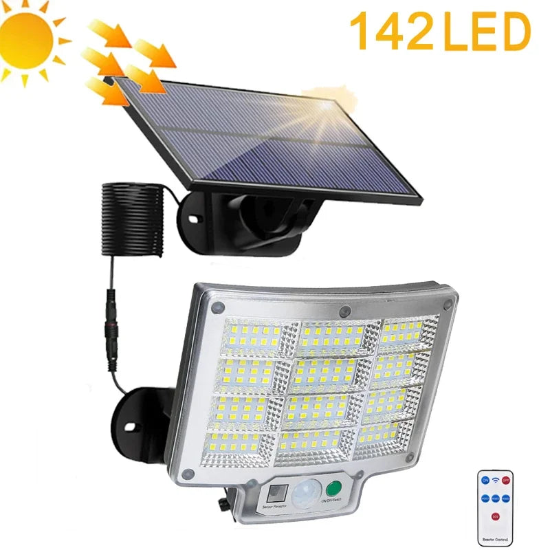 Outdoor Solar Light with Motion Sensor - Remote-Controlled, IP65 Waterproof, 106/118/192LED Wall Lamp for Patio, Garage, Garden Lighting ShopOnlyDeal