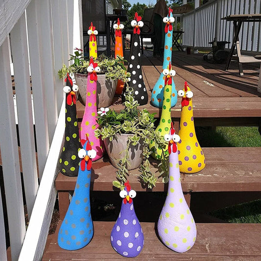 Chicken Ornaments for Garden Courtyard Resin Outdoor Decoration Silly Hen Statues Office Desktop Figurines Long Neck ShopOnlyDeal