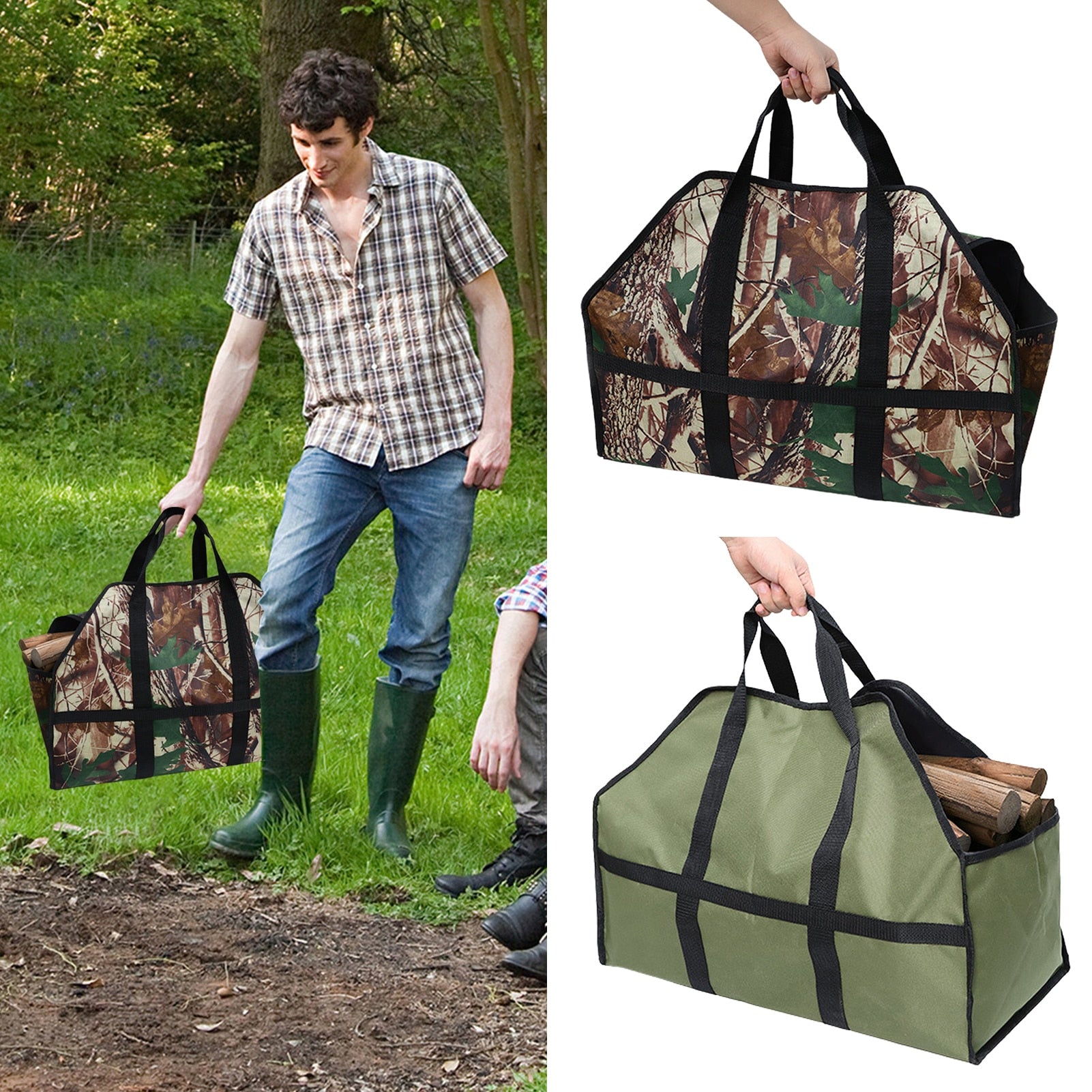 Wood Carrying Bag Firewood Storage Bag Oxford Outdoor Camping Wood Log Carrier Match Bag Package Outdoor Tote Home Fireplace Supplies ShopOnlyDeal