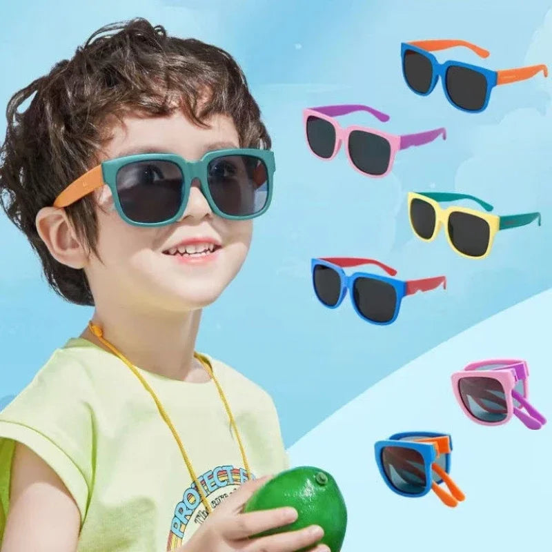 Kids Outdoor Foldable Sunglasses Baby Boys Girls Travel Goggle Shades Eyewear Vintage Square Frame UV Sun Glasses for Children ShopOnlyDeal