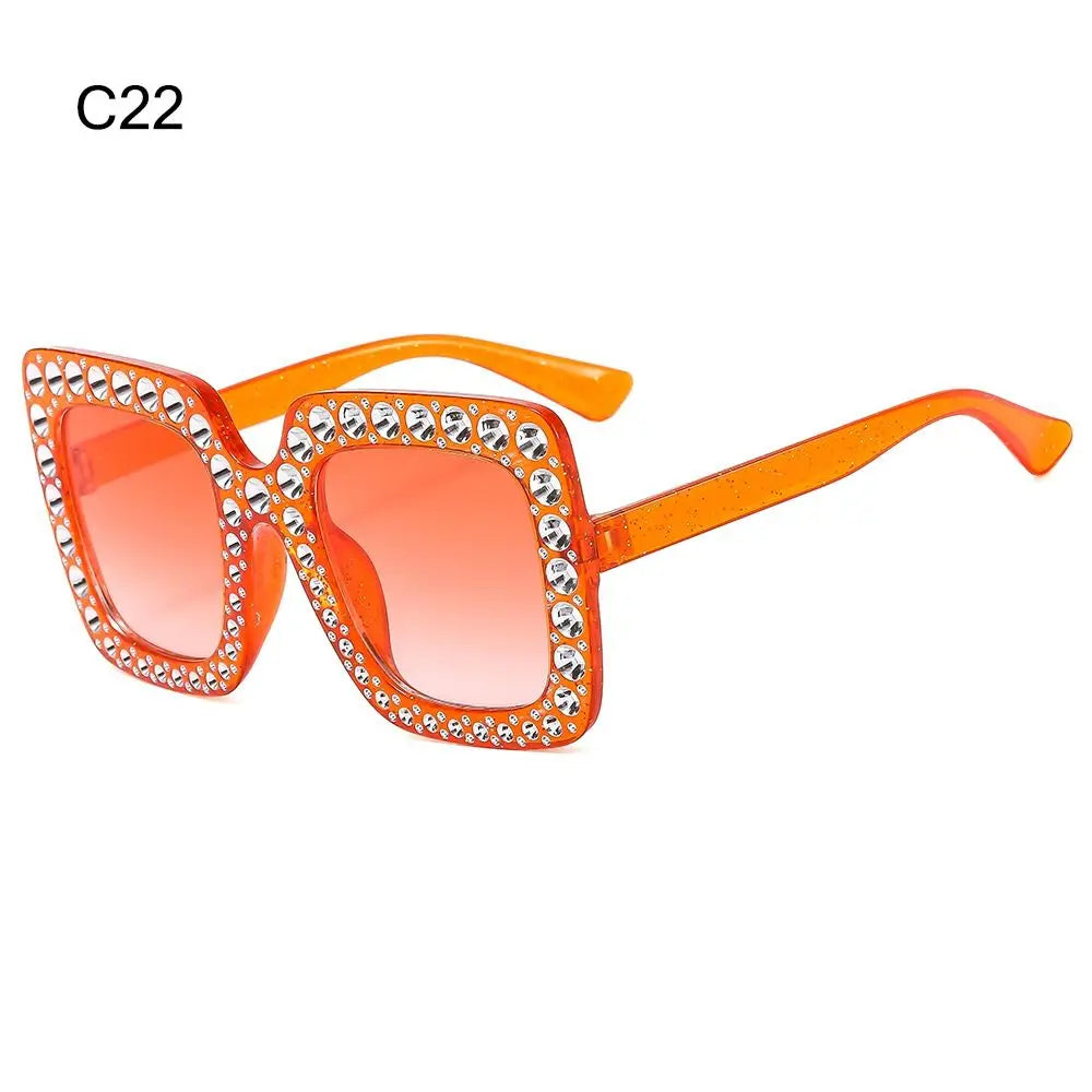 Sparkle in Style: Crystal Oversized Sunglasses for Women - Rhinestone Square Diamond Sun Glasses with Retro Big Frame ShopOnlyDeal