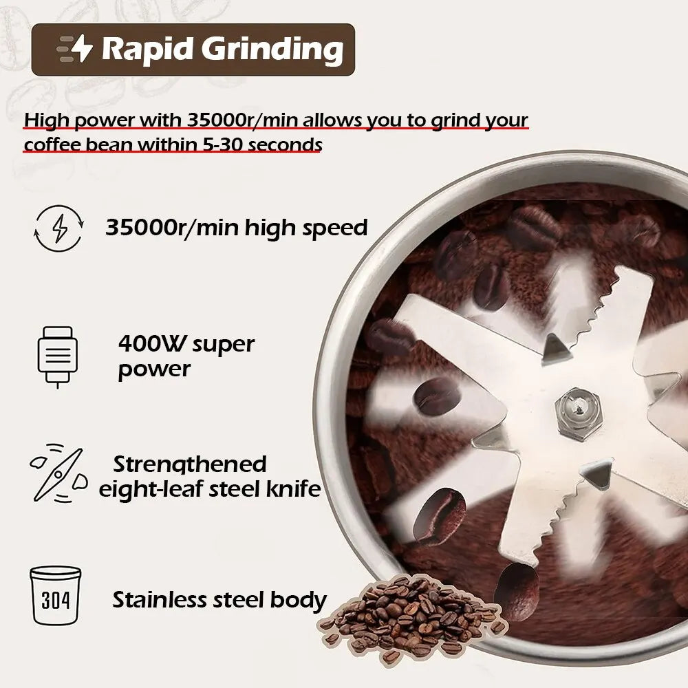 High Power Electric Coffee Grinder Kitchen Cereal Nuts Beans Spices Grains Grinder Machine Multifunctional Home Coffee Grinder ShopOnlyDeal