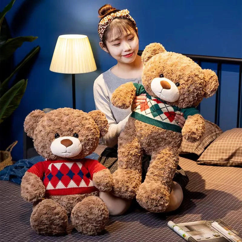 45/55cm Cute Sweater Bear Plush Toy Hugging Bear Doll Children's Birthday Gift Cute Sleeping Doll ShopOnlyDeal