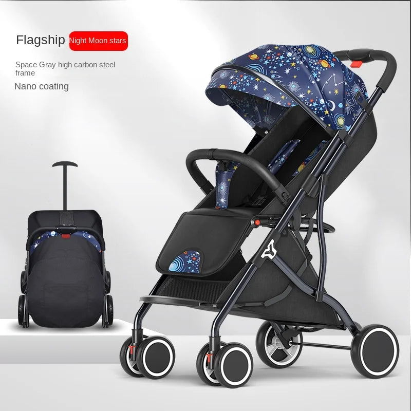 One-Touch Folding to Board the Baby Stroller Lightweight Four-Wheel Shock Sitting and Lying Down One-Way Push Newborn Stroller ShopOnlyDeal