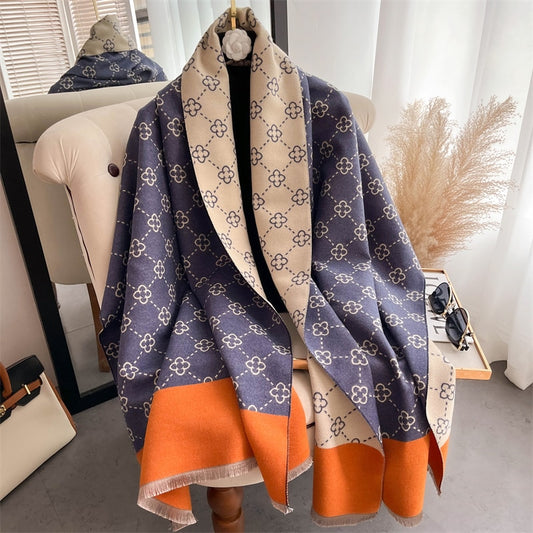 Luxury ScarvesThick Winter Poncho Women Scarf Luxury Floral Warm Shawl and Wrap Cashmere Pashmina Design Blanket Bufanda Echarpe 2023 ShopOnlyDeal