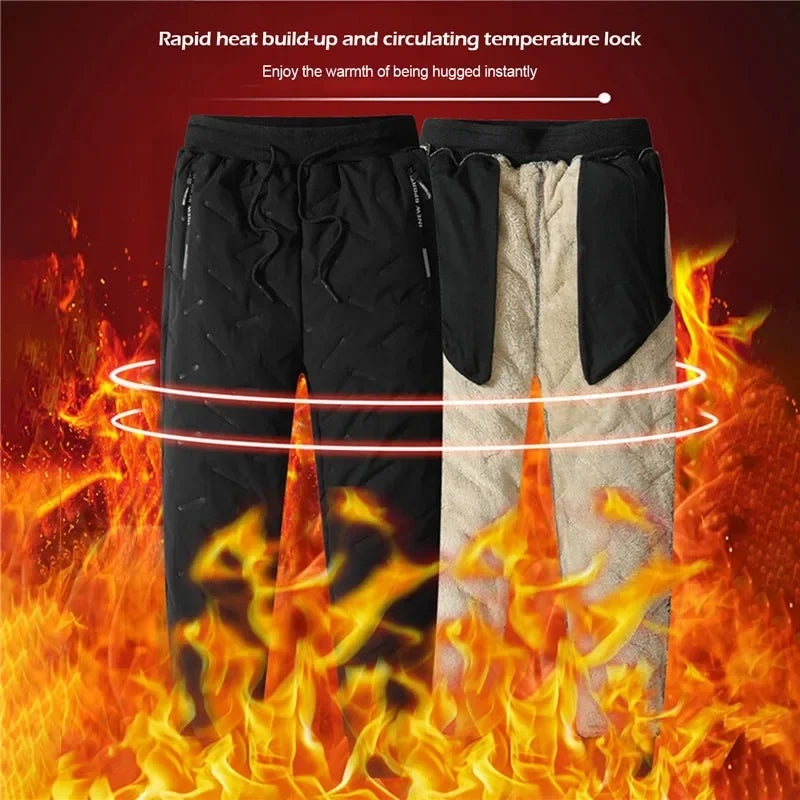 Winter Sweatwear Men Plush Thick Fleece Sweatpant Lambswool Thermal Trousers Casual Pants Waterproof Windproof Warm Cotton Pants ShopOnlyDeal