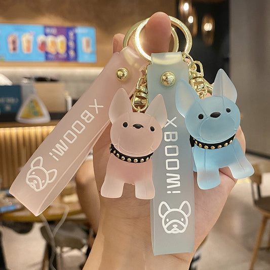 French Bulldog Keychain Bag Pendant Transparent Colorful Dog Keychains Men Car Key Ring 2023 Christmas Gift for Women ShopOnlyDeal