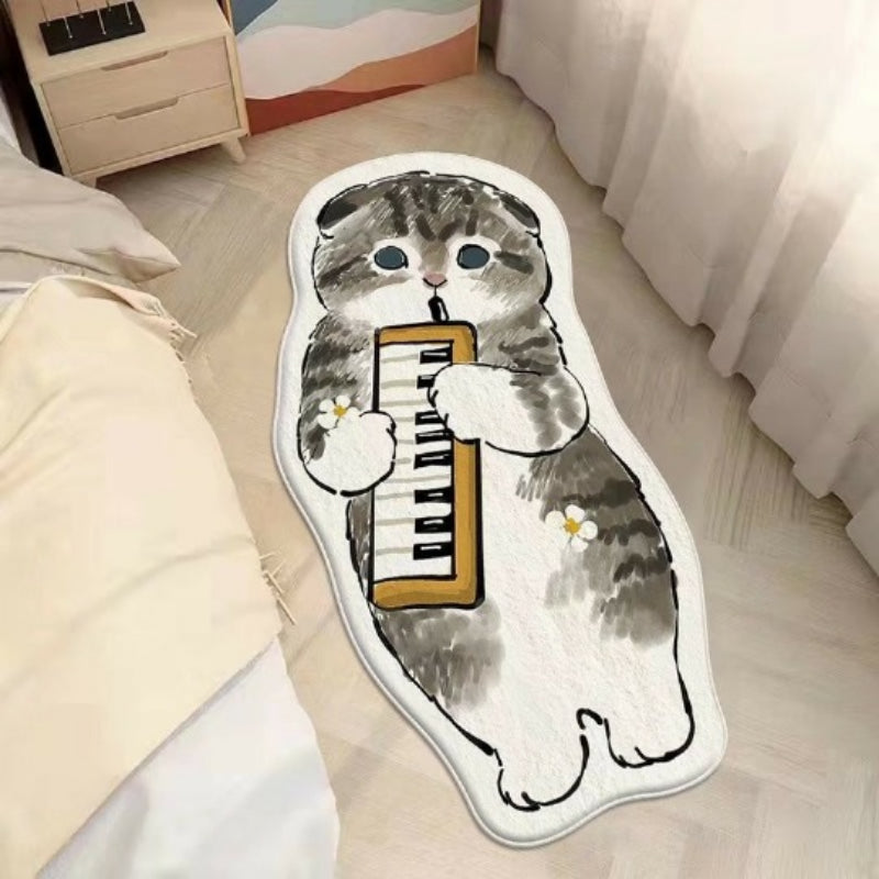 Door Bedside Mat Carpet Cartoon Furry Cat Floor Mat Living Room Tapis Cuisine Irregular Furry Thickened Decoration Tapestry ShopOnlyDeal