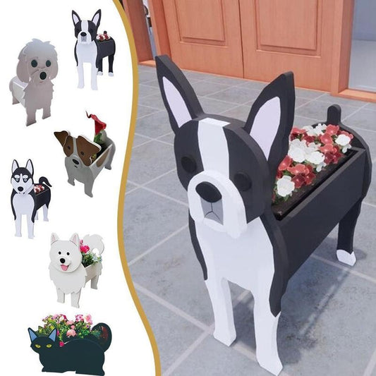 French Bulldog Garden Flower Pot Dog Planter Samoyed Husky Boston Jack Russell Terrier Garden Pots DIY PVC Flower Planter Garden Home Decor Outdoor Decoration ShopOnlyDeal